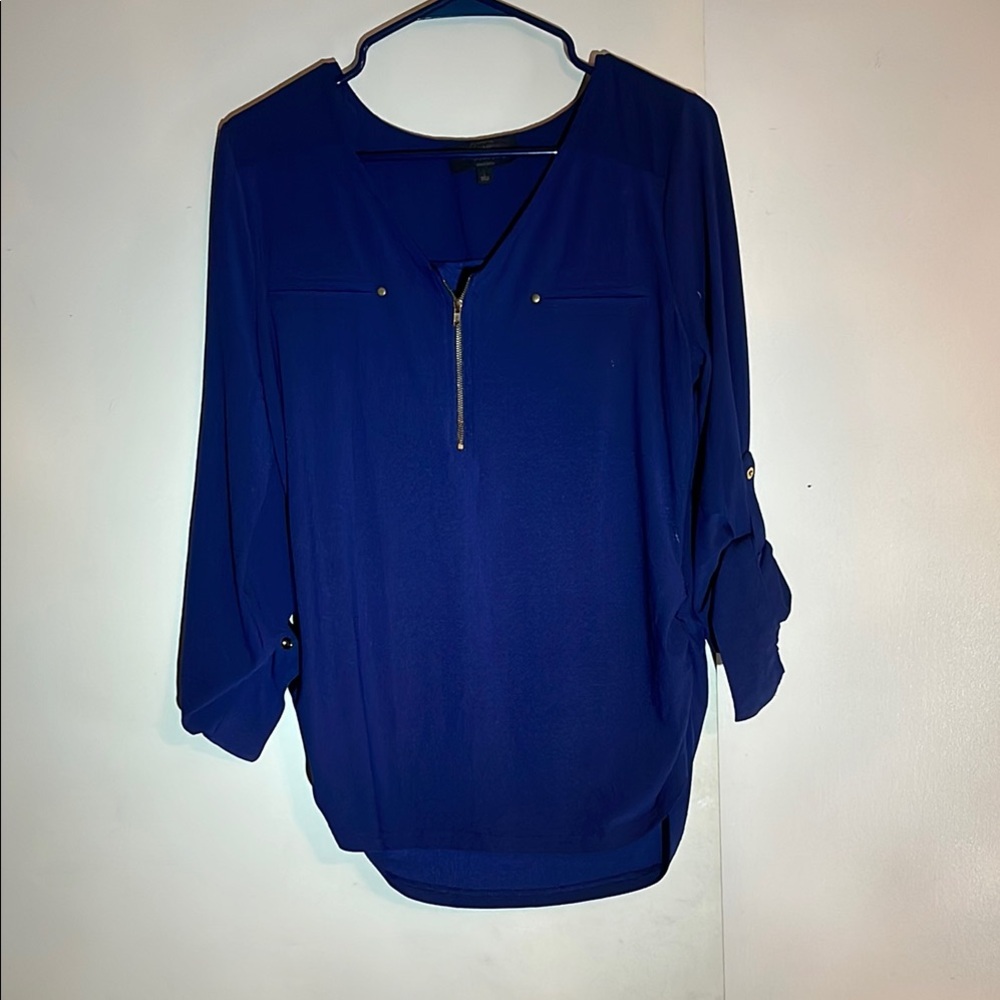 Women's Blue Zipper Blouse
